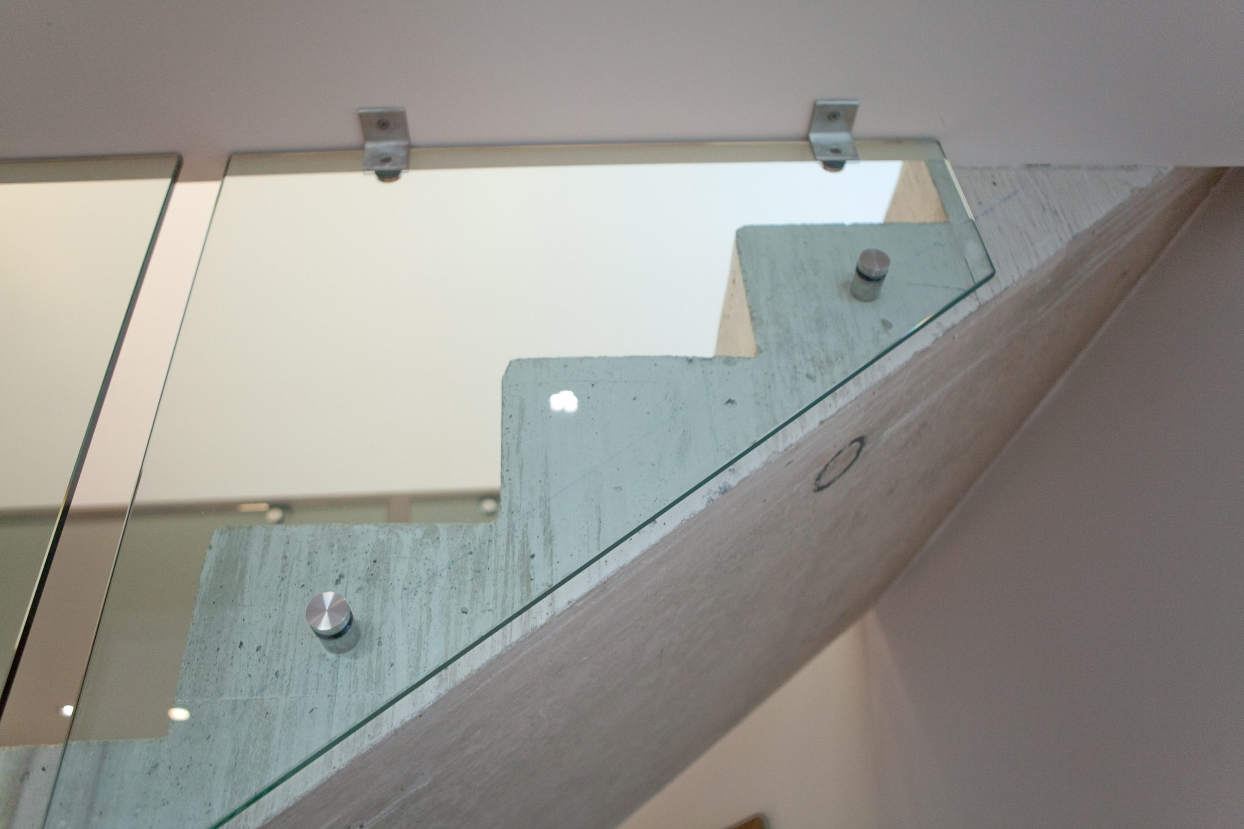 Unique Farm House glass wall on stairs